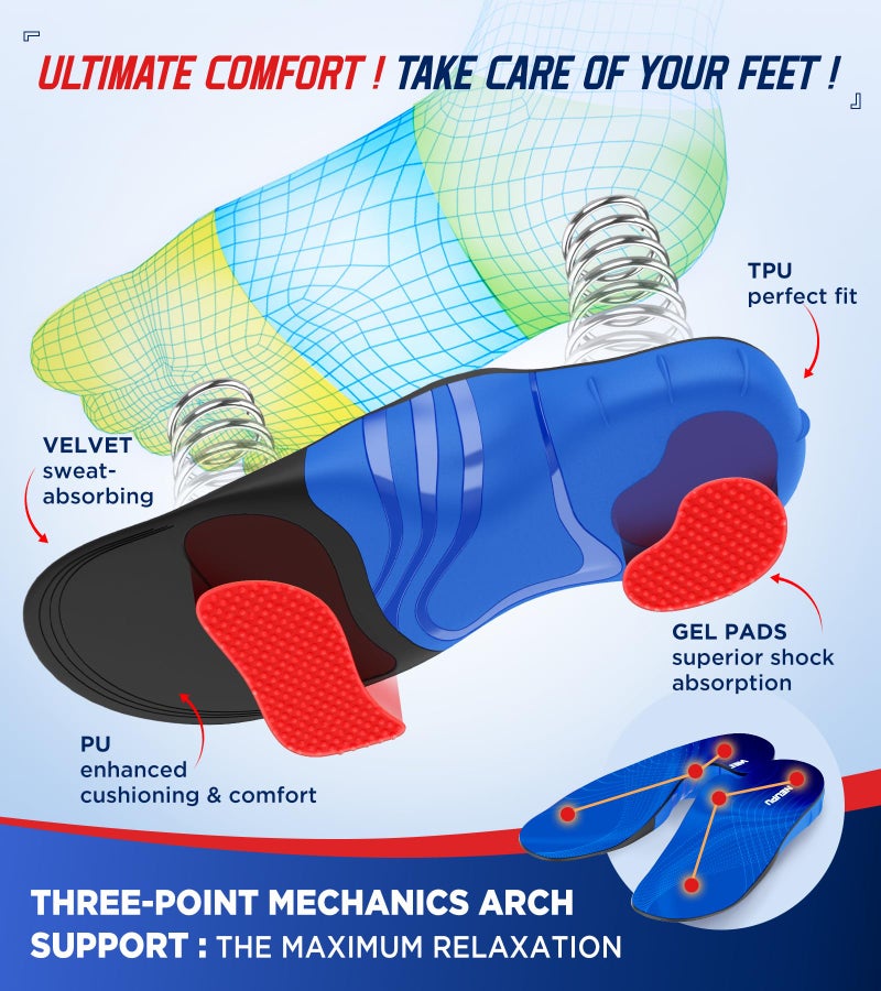 NEUPU 240+lbs Plantar Fasciitis Insoles Men Women  Comfort Heavy Duty High Arch Support Insoles for Pain Relief Absorb Shock  Work Boot Shoe Inserts Orthotic for Flat Feet  Pronation  Heel & Foot Pain - Image 3